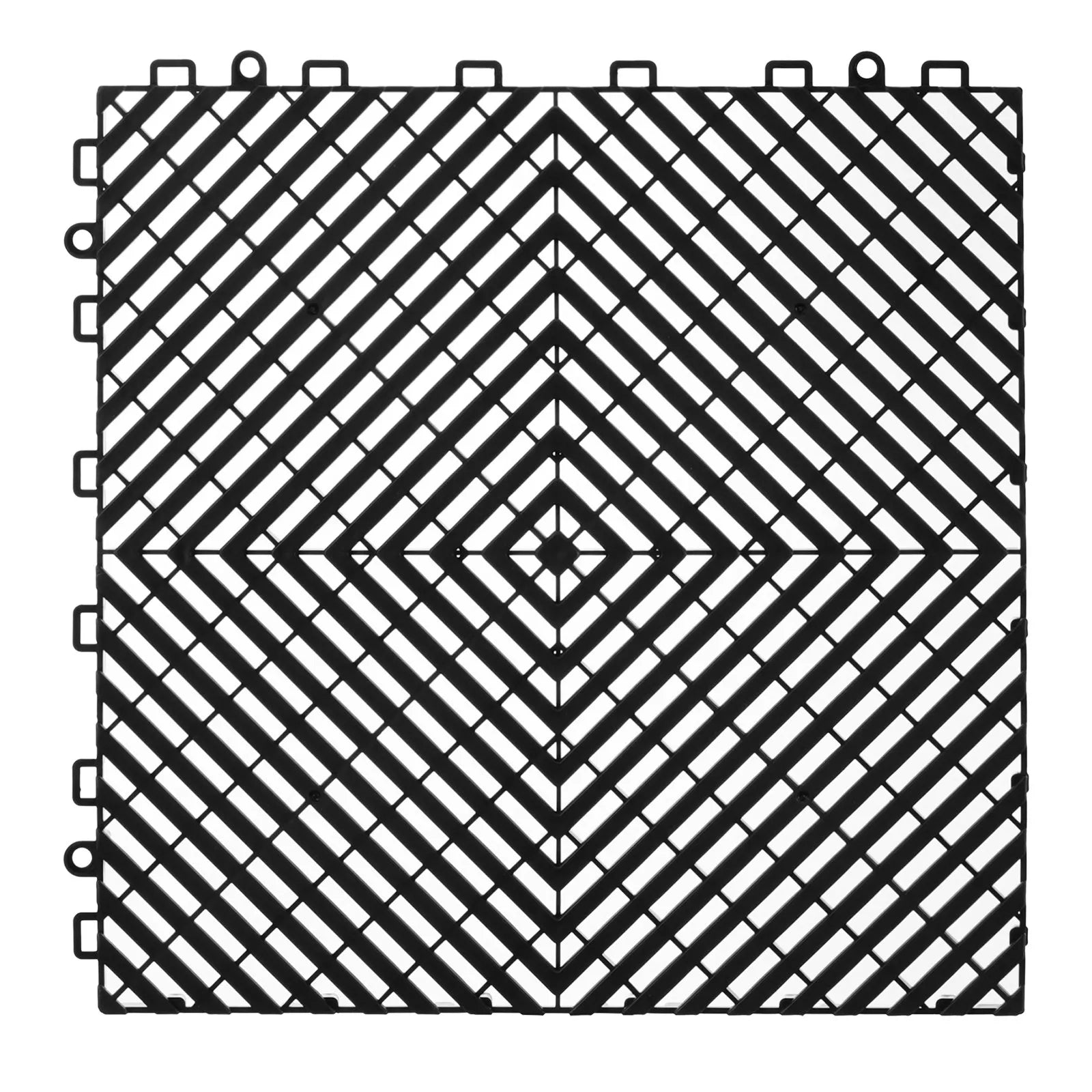 AS Equipment black interlocking drainage floor mats for garage and outdoor use