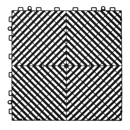 AS Equipment black interlocking drainage floor mats for garage and outdoor use