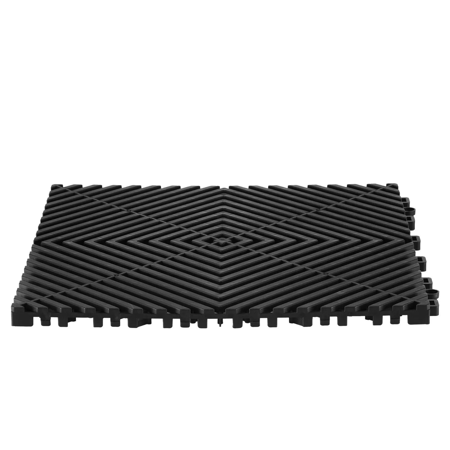 AS Equipment black interlocking drainage floor mats for garage and outdoor use