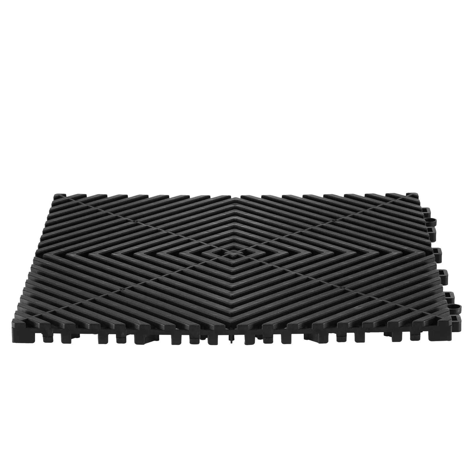 AS Equipment black interlocking drainage floor mats for garage and outdoor use
