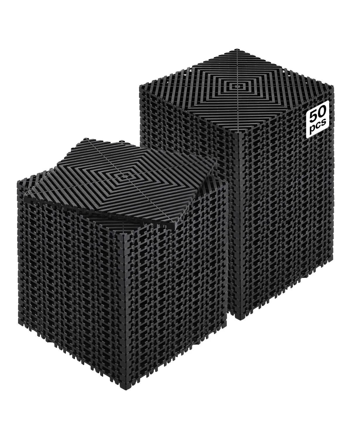 AS Equipment black interlocking drainage floor mats for garage and outdoor use
