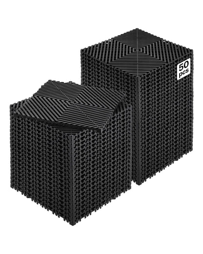 AS Equipment black interlocking drainage floor mats for garage and outdoor use