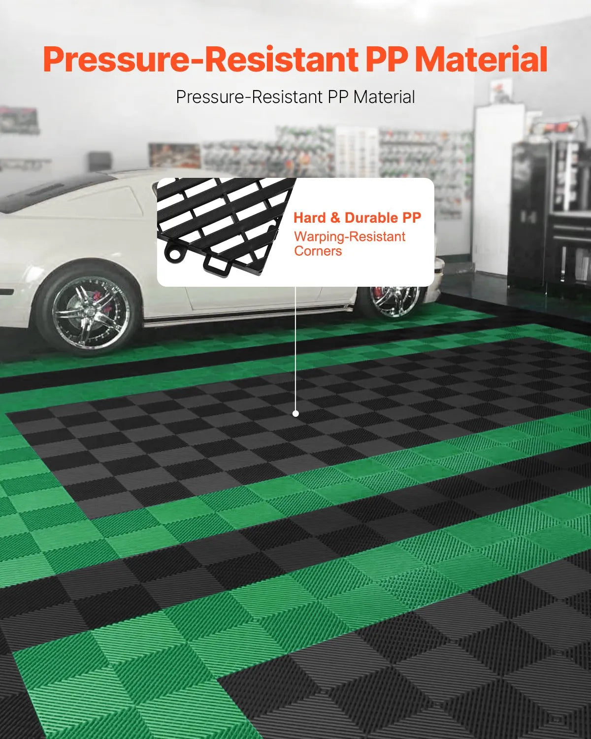 AS Equipment black interlocking drainage floor mats for garage and outdoor use