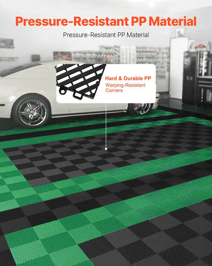 AS Equipment black interlocking drainage floor mats for garage and outdoor use