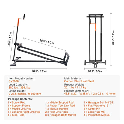 AS Equipment ride on lawn mower lift jack with foldable steel frame