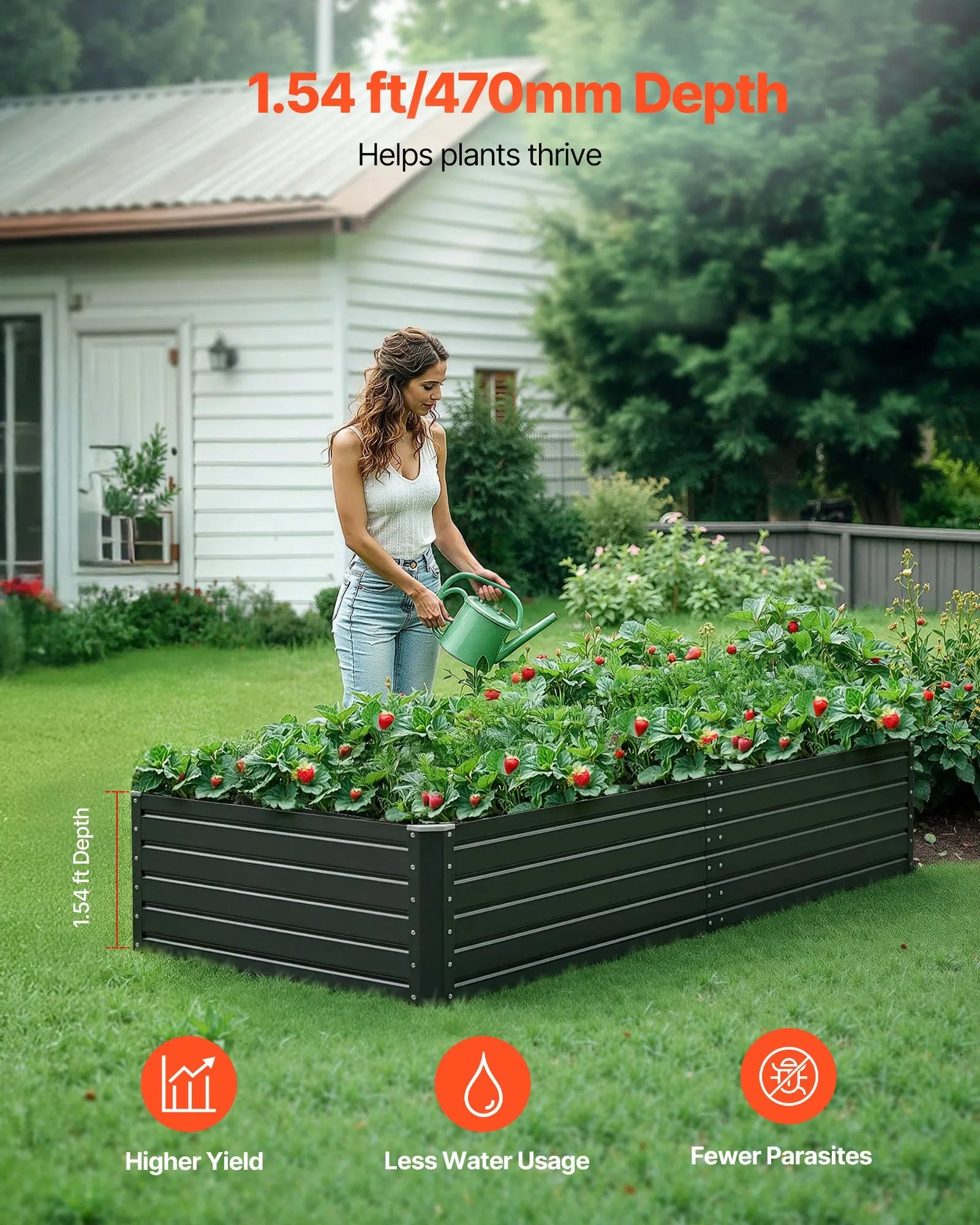AS Equipment galvanized metal raised garden bed planter box for outdoor gardening