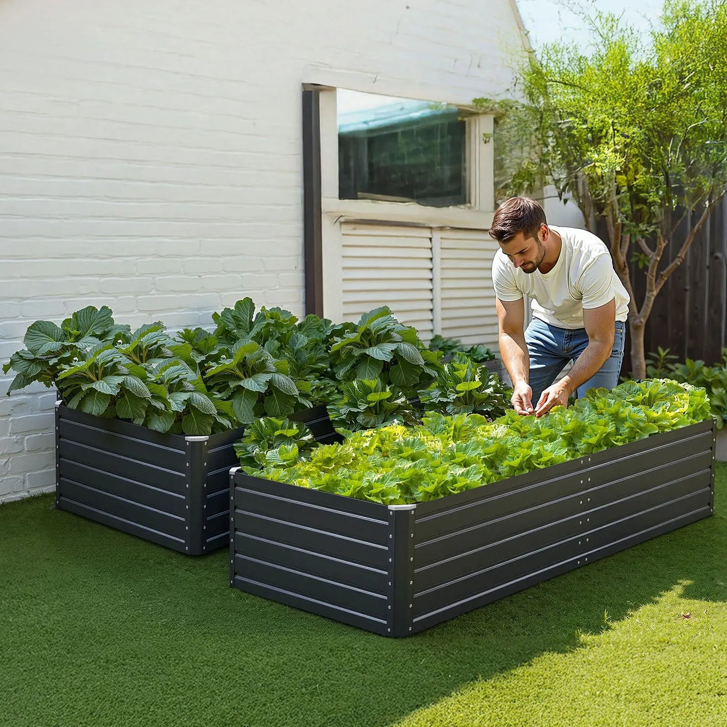 AS Equipment galvanized metal raised garden bed planter box for outdoor gardening