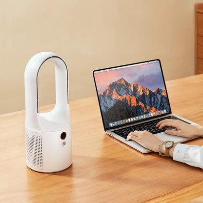 AS Equipment portable bladeless desk fan with LCD display and rechargeable battery