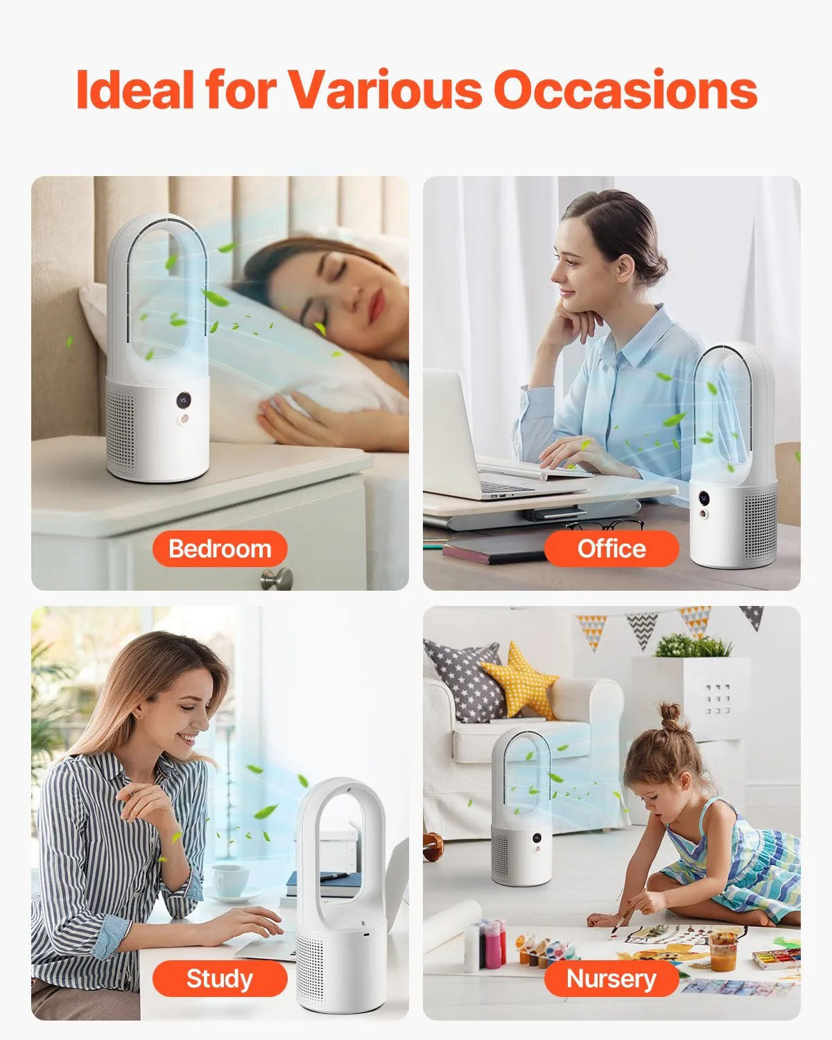 AS Equipment portable bladeless desk fan with LCD display and rechargeable battery