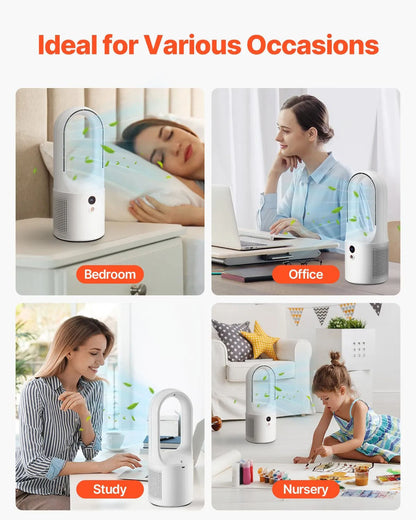 AS Equipment portable bladeless desk fan with LCD display and rechargeable battery