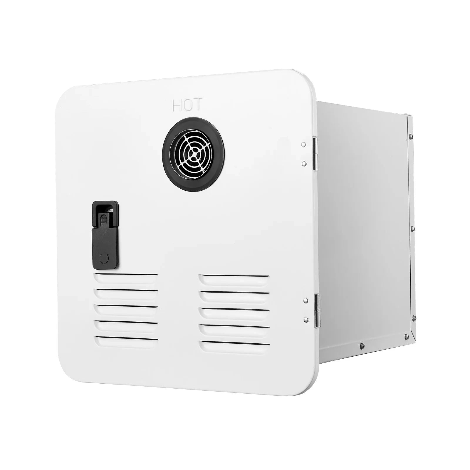AS Equipment RV tankless water heater with remote controller and white access door
