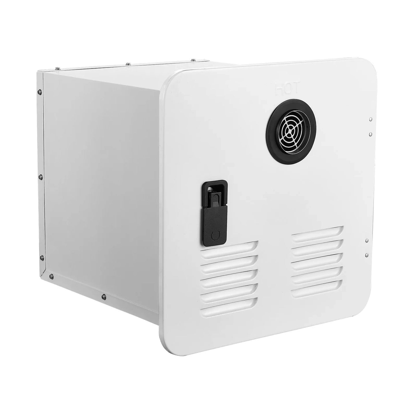 AS Equipment RV tankless water heater with remote controller and white access door
