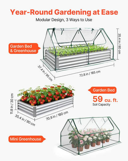 AS Equipment raised garden bed with greenhouse cover for outdoor vegetable gardening