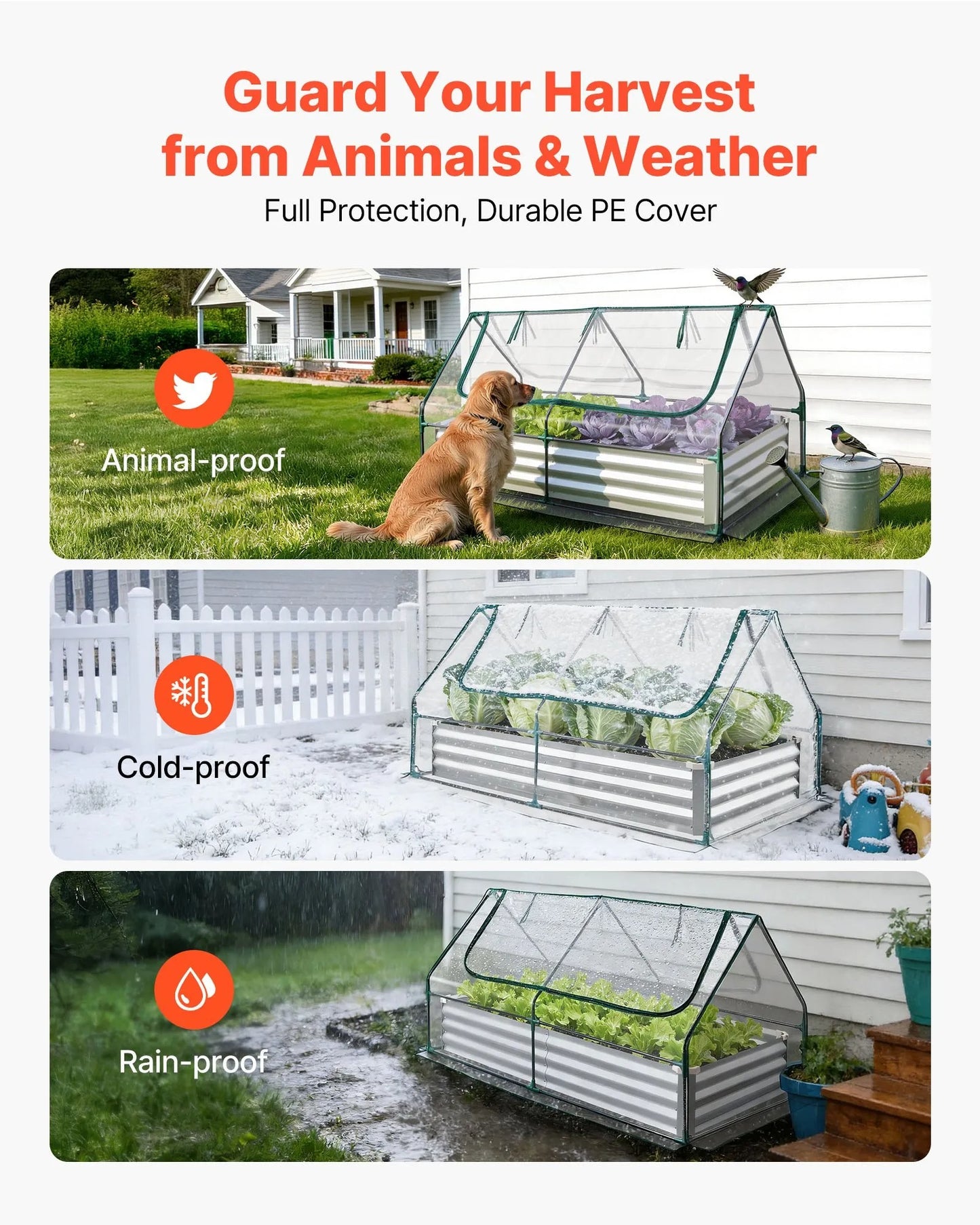 AS Equipment raised garden bed with greenhouse cover for outdoor vegetable gardening