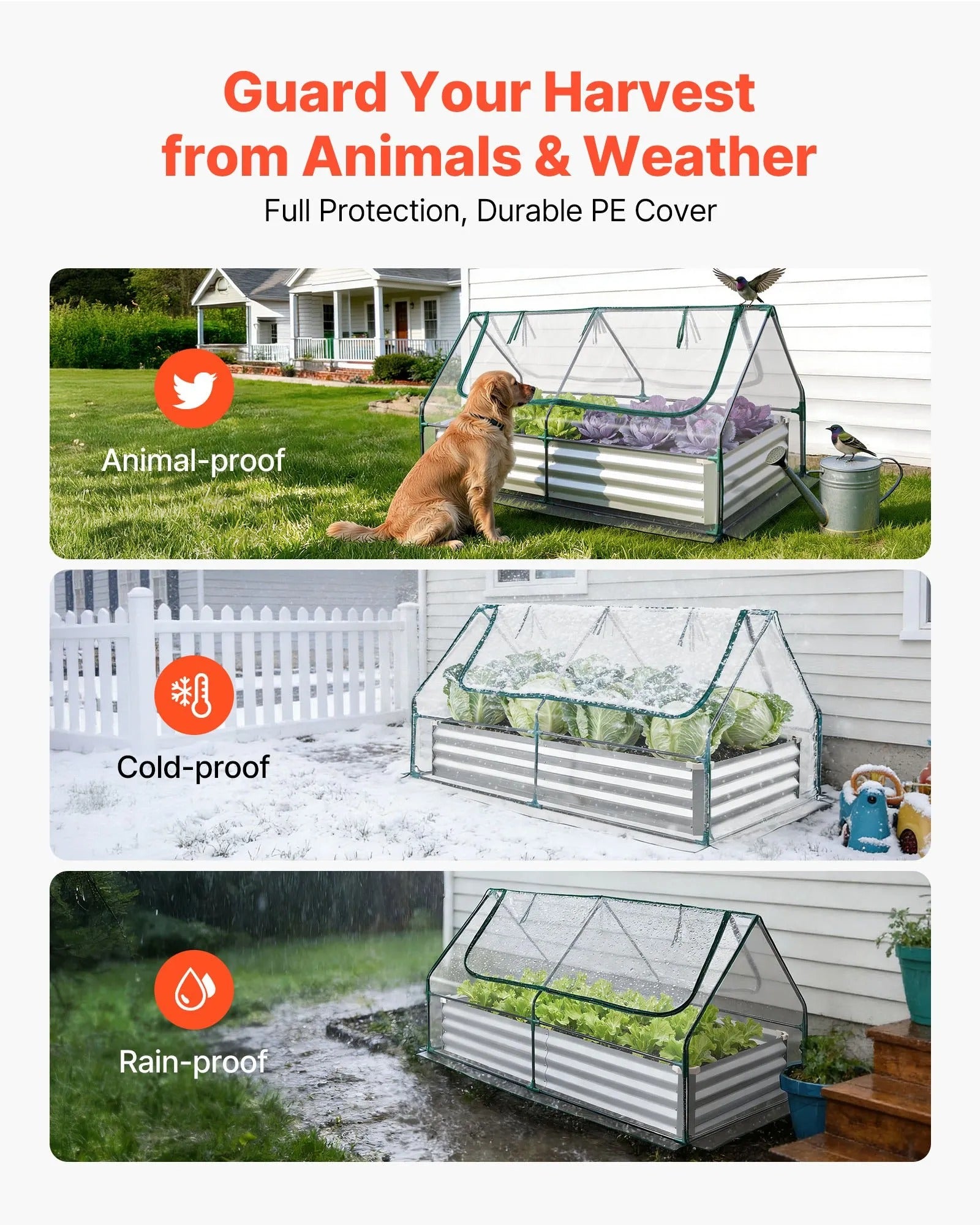 AS Equipment raised garden bed with greenhouse cover for outdoor vegetable gardening