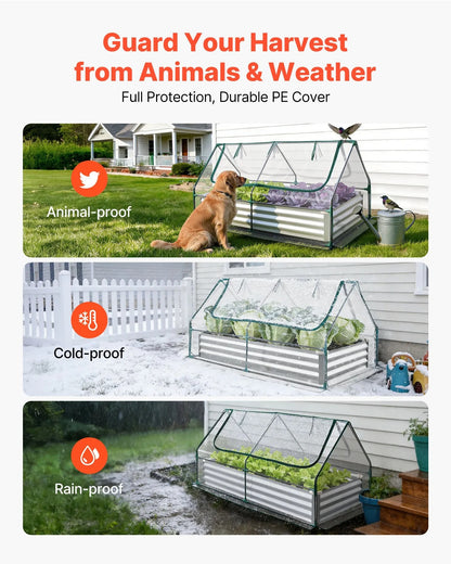 AS Equipment raised garden bed with greenhouse cover for outdoor vegetable gardening