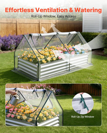 AS Equipment raised garden bed with greenhouse cover for outdoor vegetable gardening