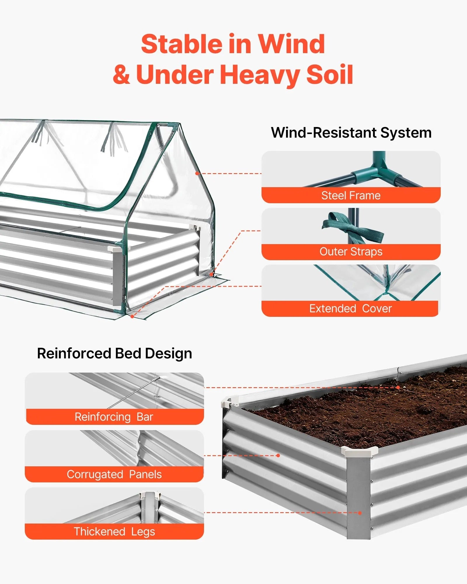 AS Equipment raised garden bed with greenhouse cover for outdoor vegetable gardening