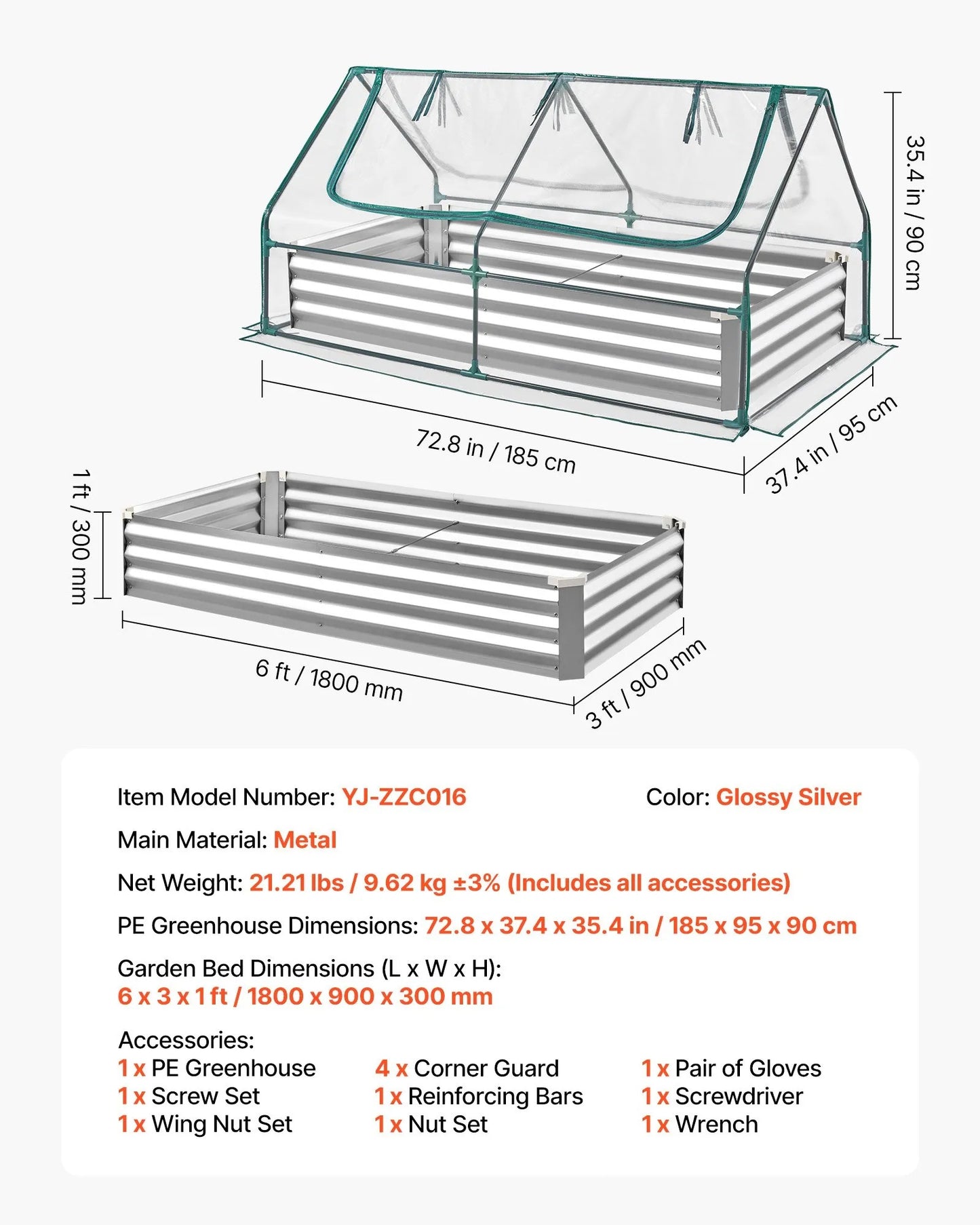 AS Equipment raised garden bed with greenhouse cover for outdoor vegetable gardening