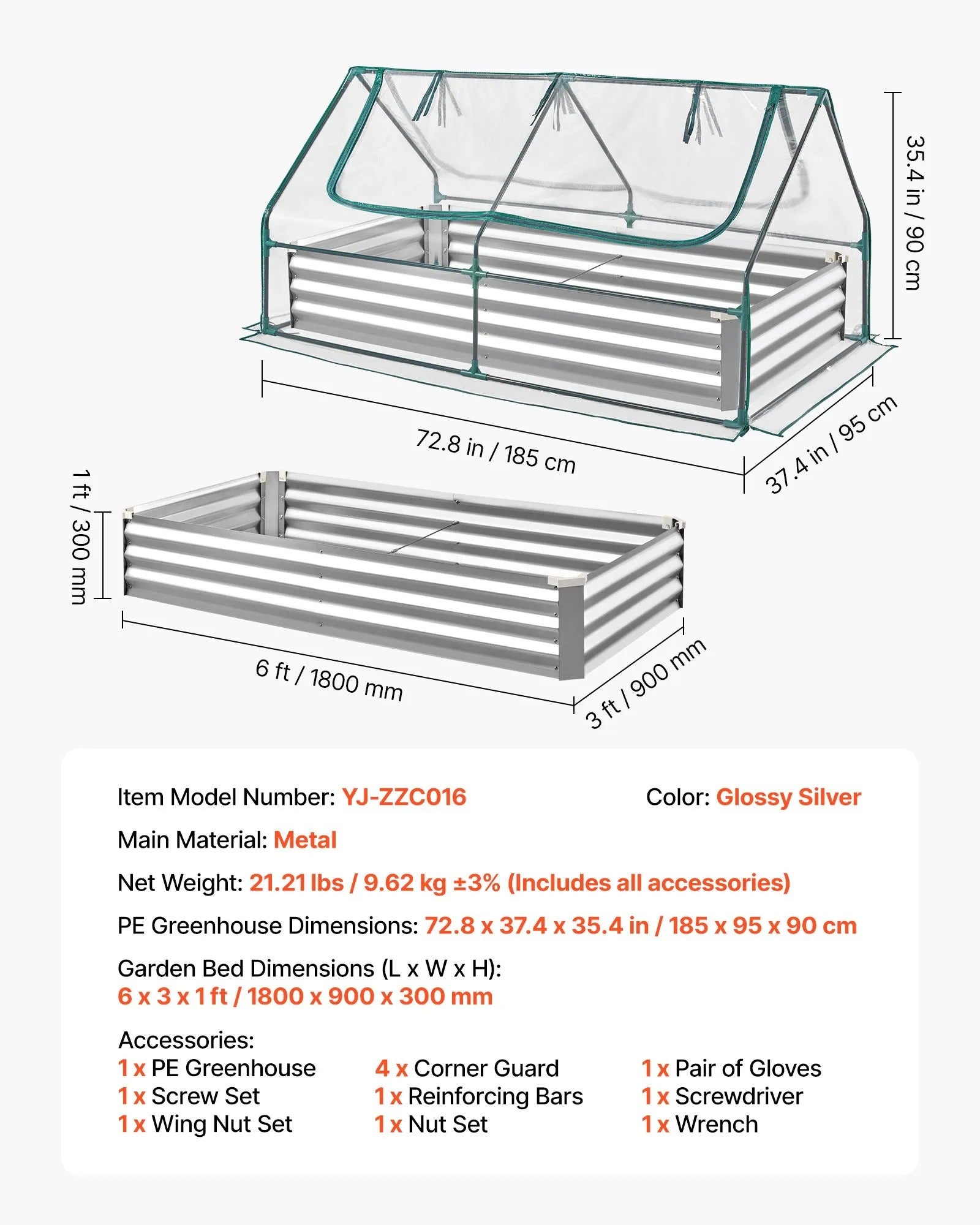AS Equipment raised garden bed with greenhouse cover for outdoor vegetable gardening
