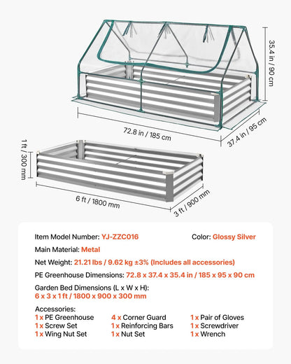 AS Equipment raised garden bed with greenhouse cover for outdoor vegetable gardening
