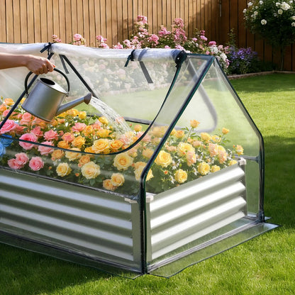 AS Equipment raised garden bed with greenhouse cover for outdoor vegetable gardening