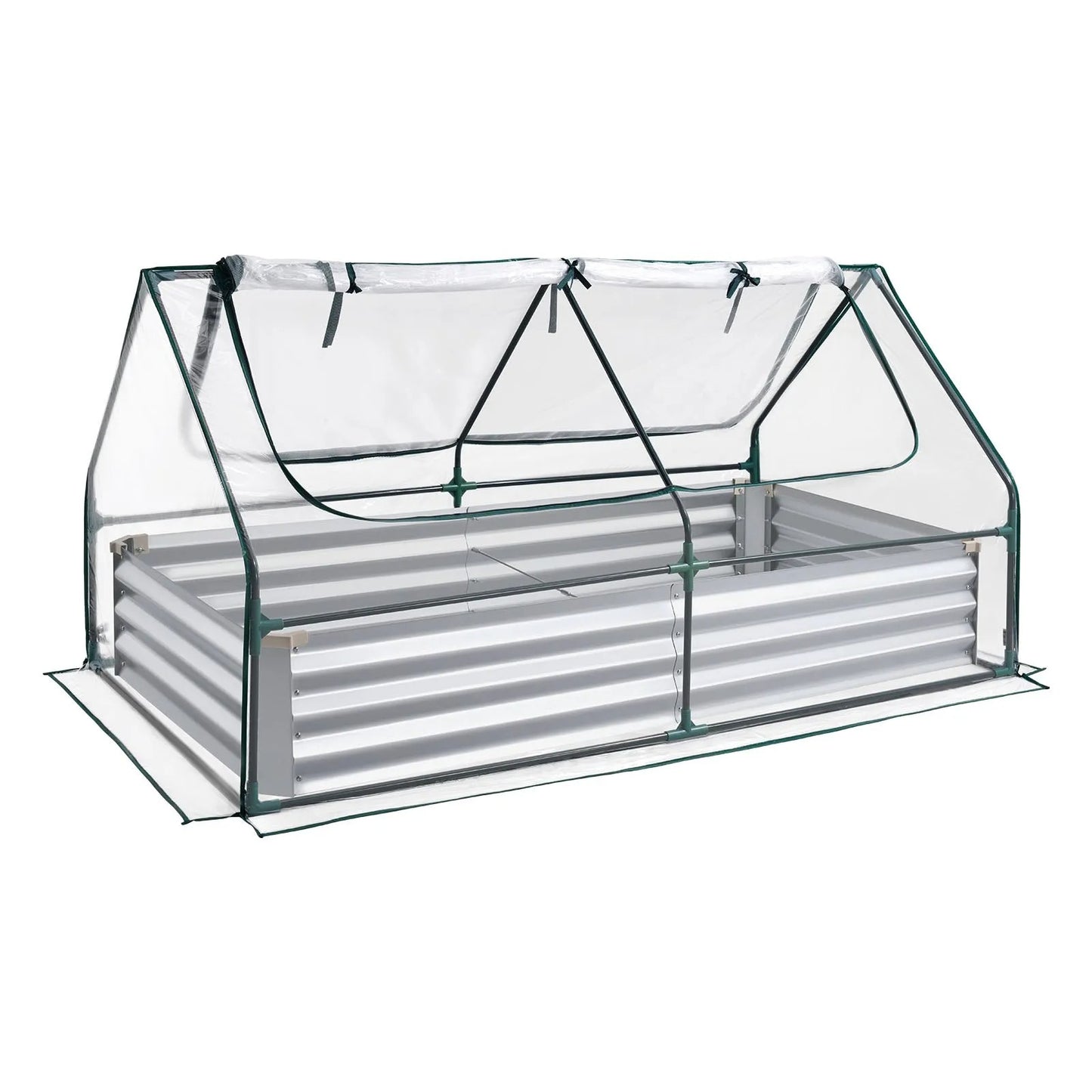 AS Equipment raised garden bed with greenhouse cover for outdoor vegetable gardening