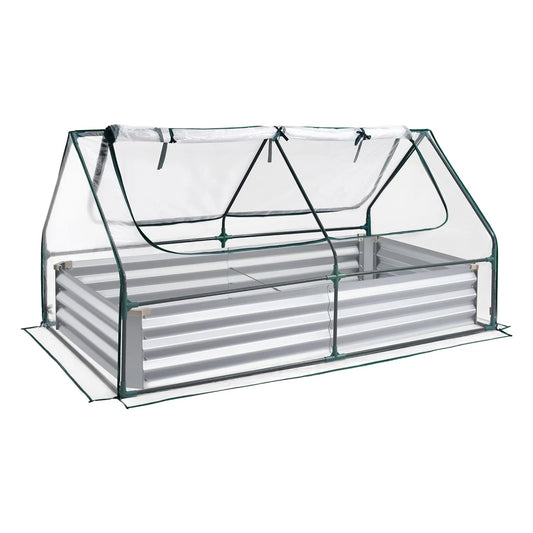 AS Equipment raised garden bed with greenhouse cover for outdoor vegetable gardening