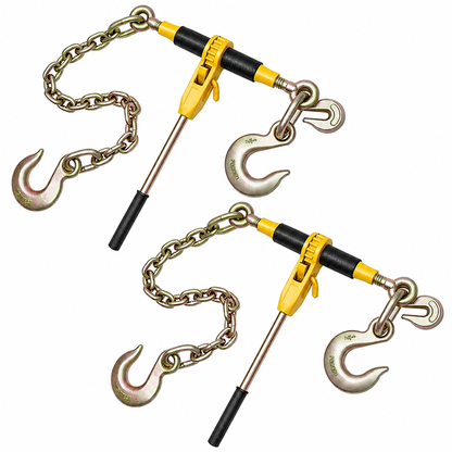 AS Equipment heavy duty ratchet chain binder set with steel handle and towing chains