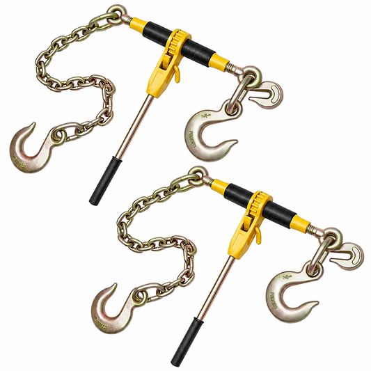 AS Equipment heavy duty ratchet chain binder set with steel handle and towing chains