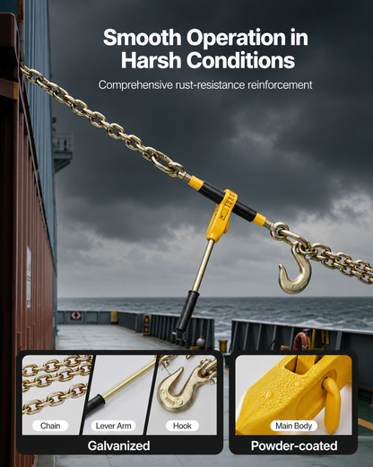 AS Equipment heavy duty ratchet chain binder set with steel handle and towing chains