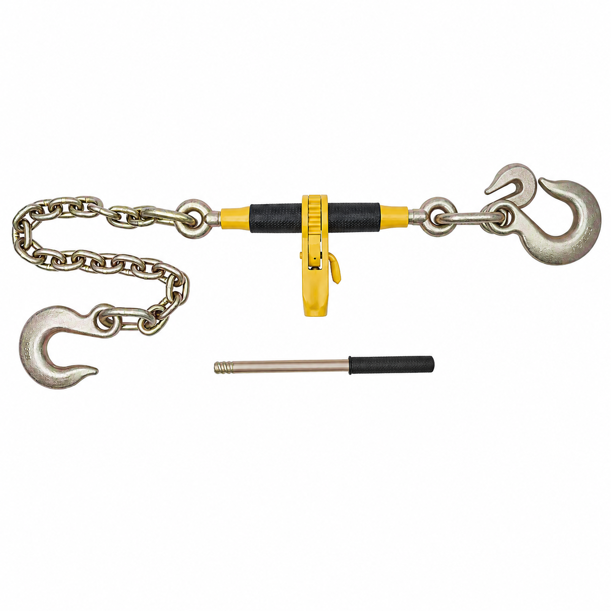 AS Equipment heavy duty ratchet chain binder set with steel handle and towing chains