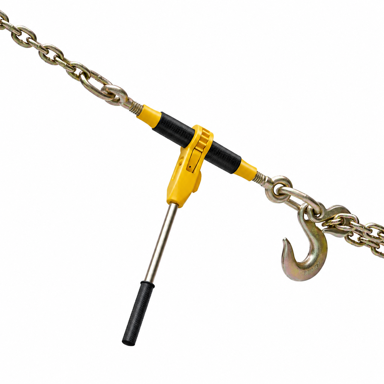 AS Equipment heavy duty ratchet chain binder set with steel handle and towing chains