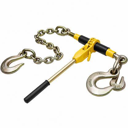 AS Equipment heavy duty ratchet chain binder set with steel handle and towing chains