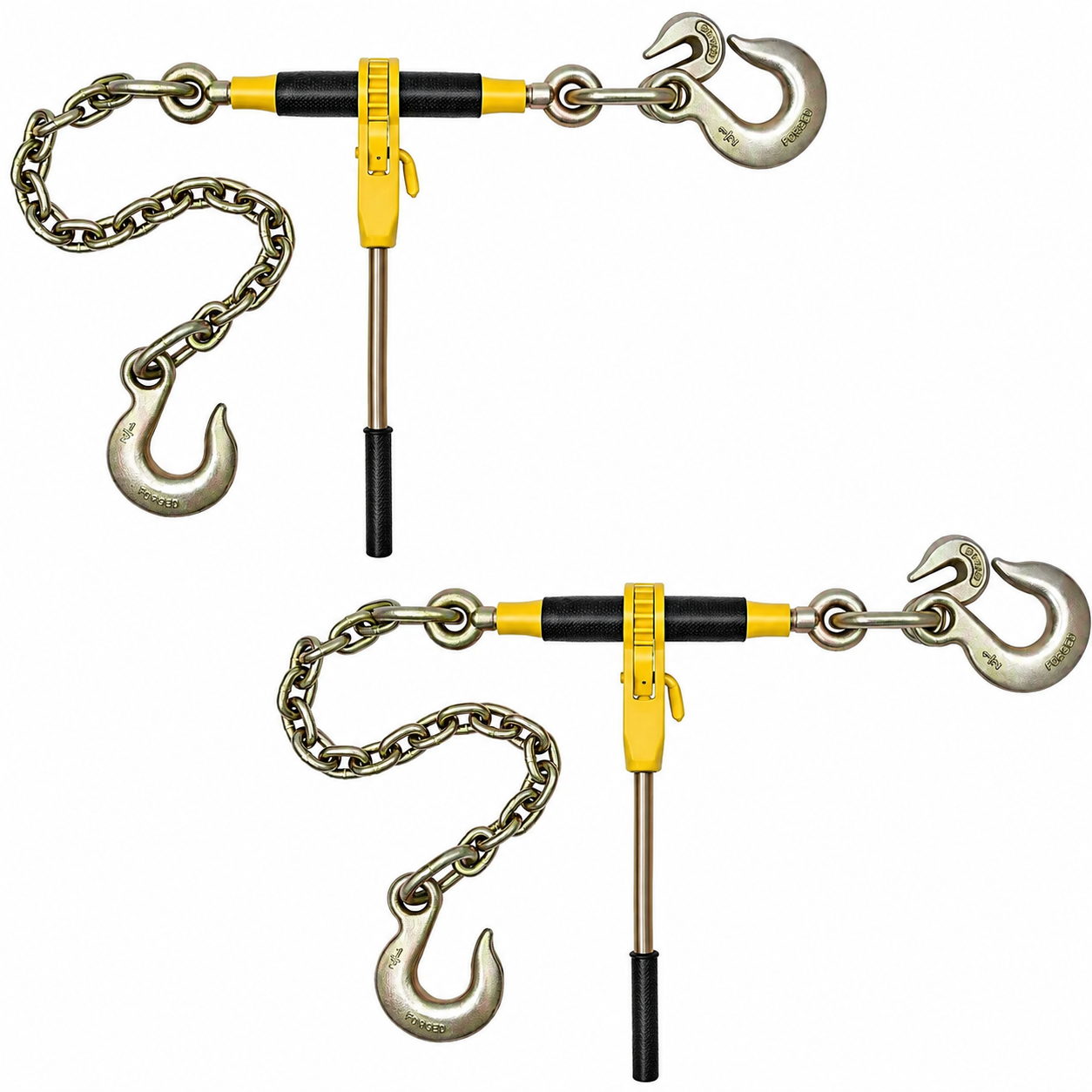 AS Equipment heavy duty ratchet chain binder set with steel handle and towing chains
