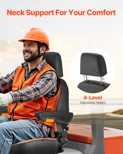 AS Equipment universal forklift tractor seat with adjustable headrest and armrests