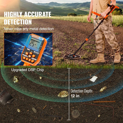 AS Equipment waterproof metal detector with LCD display and 12 inch search coil