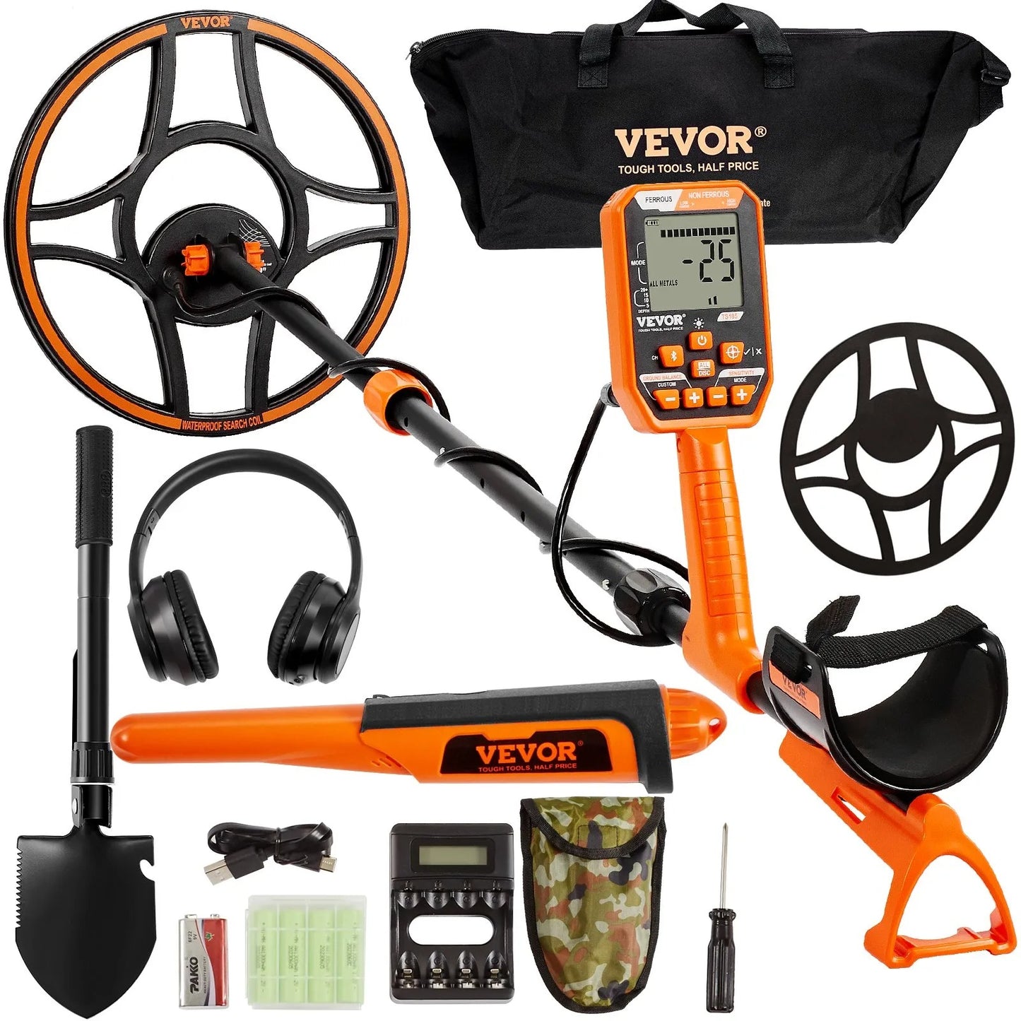 AS Equipment waterproof metal detector with LCD display and 12 inch search coil