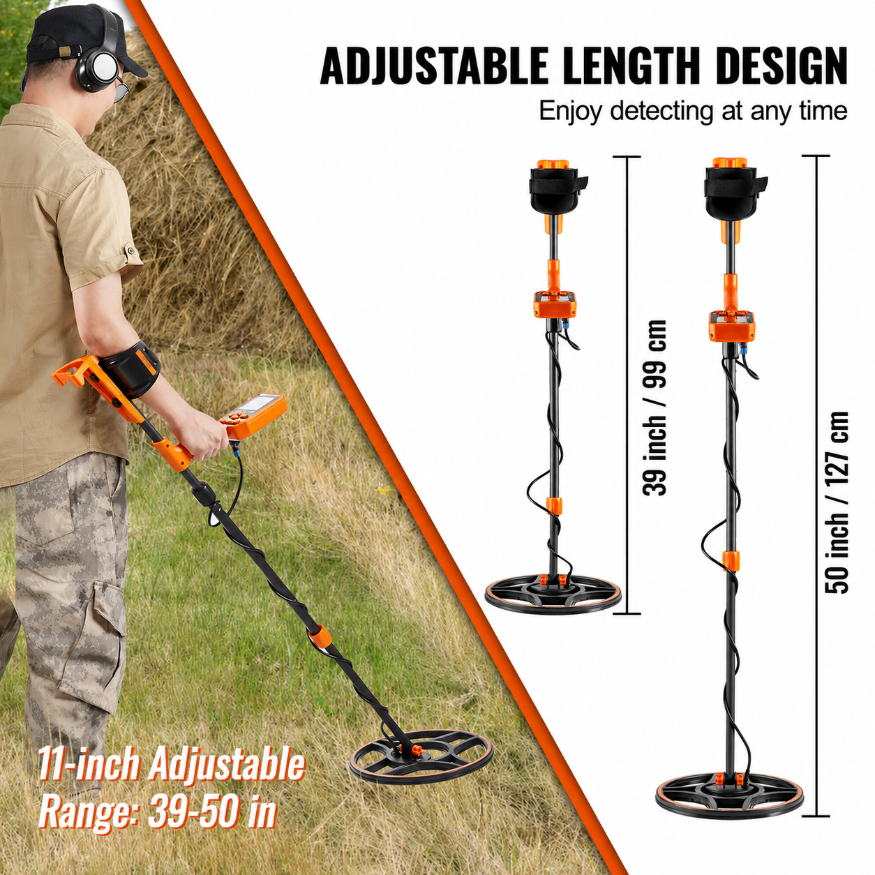 AS Equipment waterproof metal detector with LCD display and 12 inch search coil
