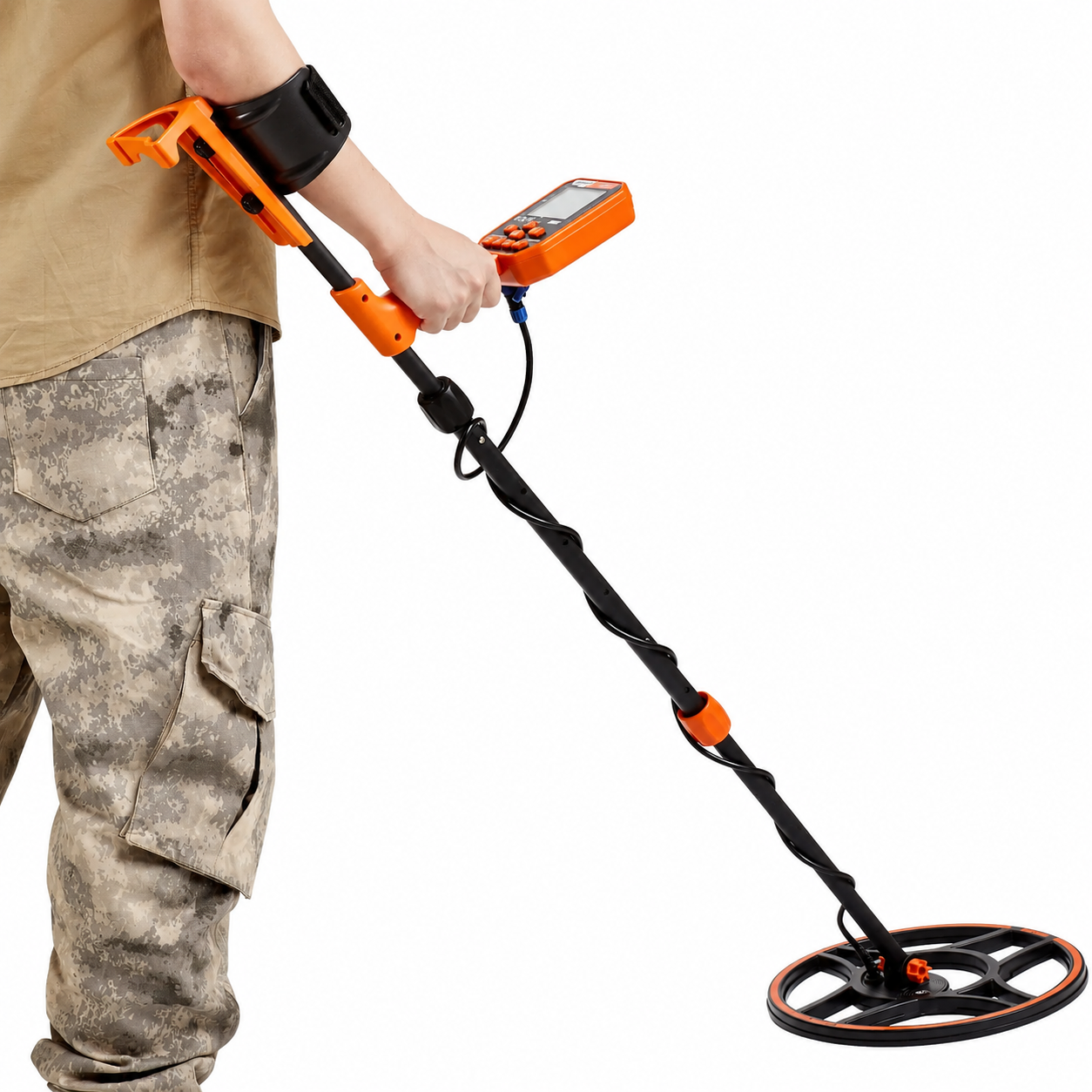 AS Equipment waterproof metal detector with LCD display and 12 inch search coil