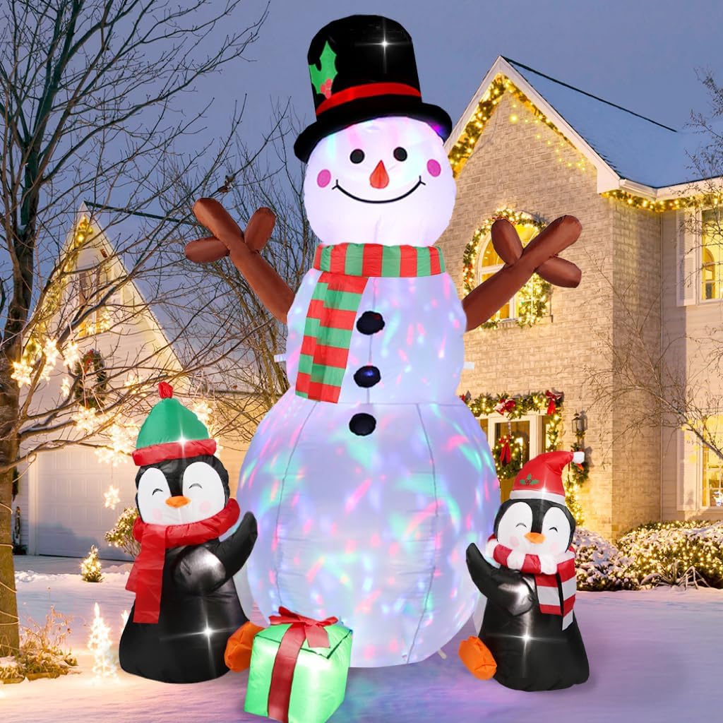 6FT Inflatable Snowman and Penguin Christmas Display