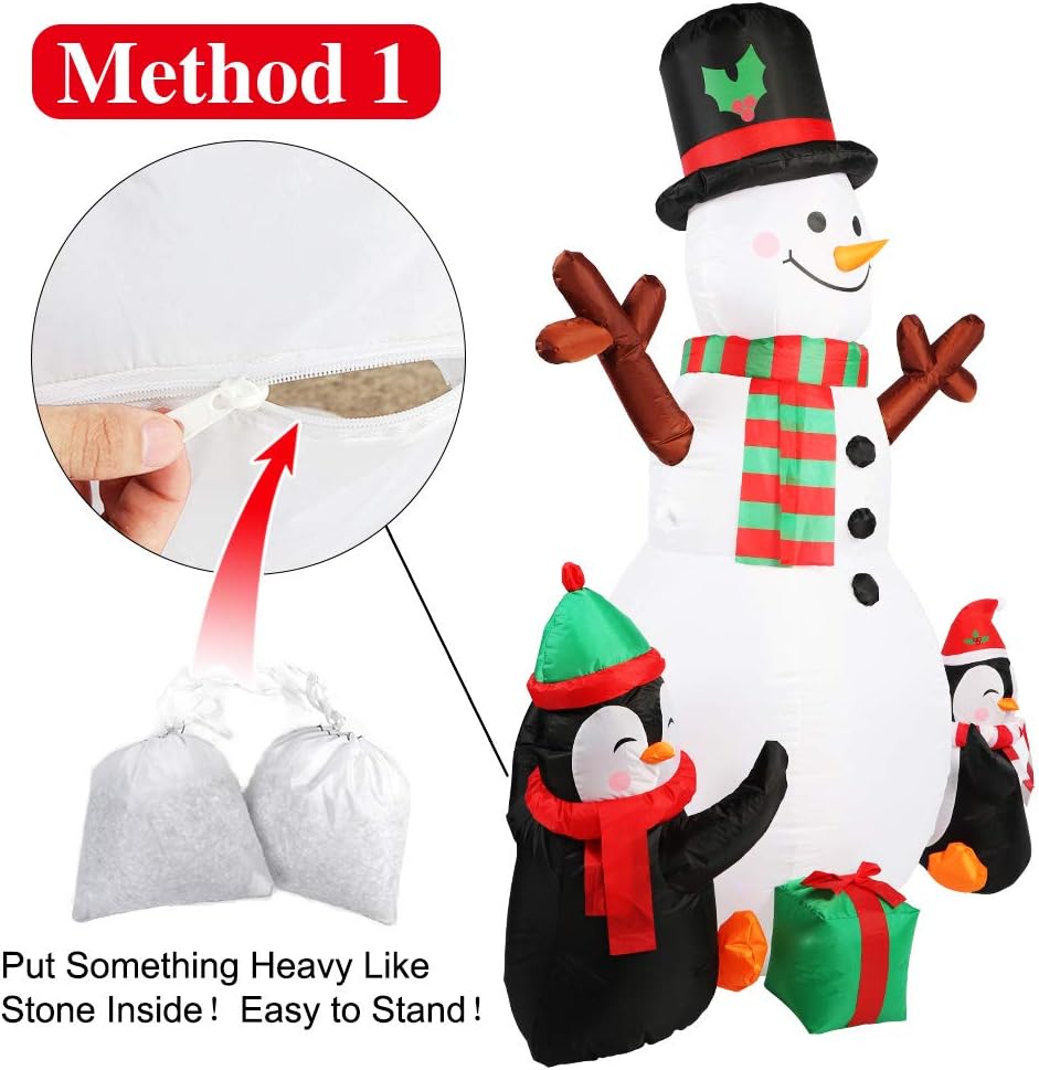 6FT Inflatable Snowman and Penguin Christmas Display
