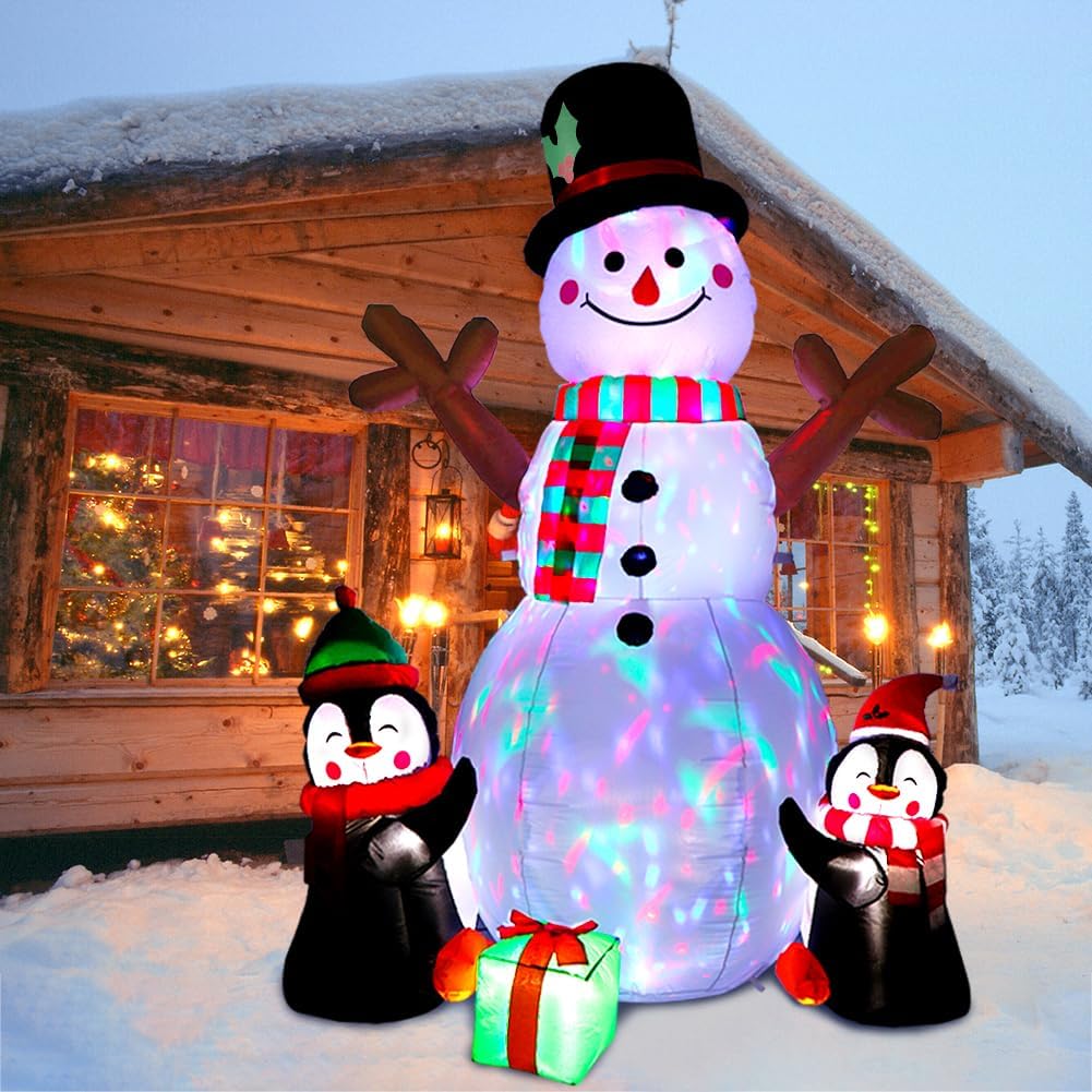 6FT Inflatable Snowman and Penguin Christmas Display