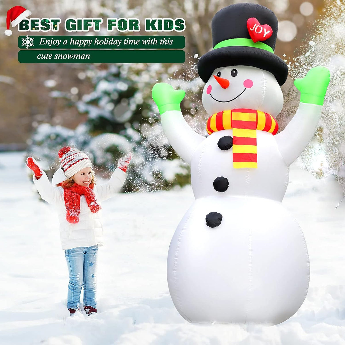 7FT Inflatable Snowman with Magic Hat