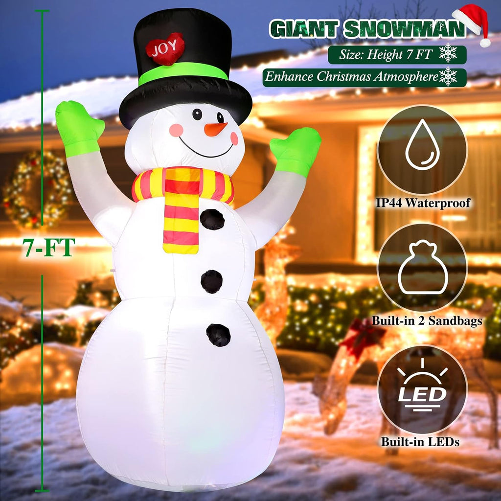7FT Inflatable Snowman with Magic Hat