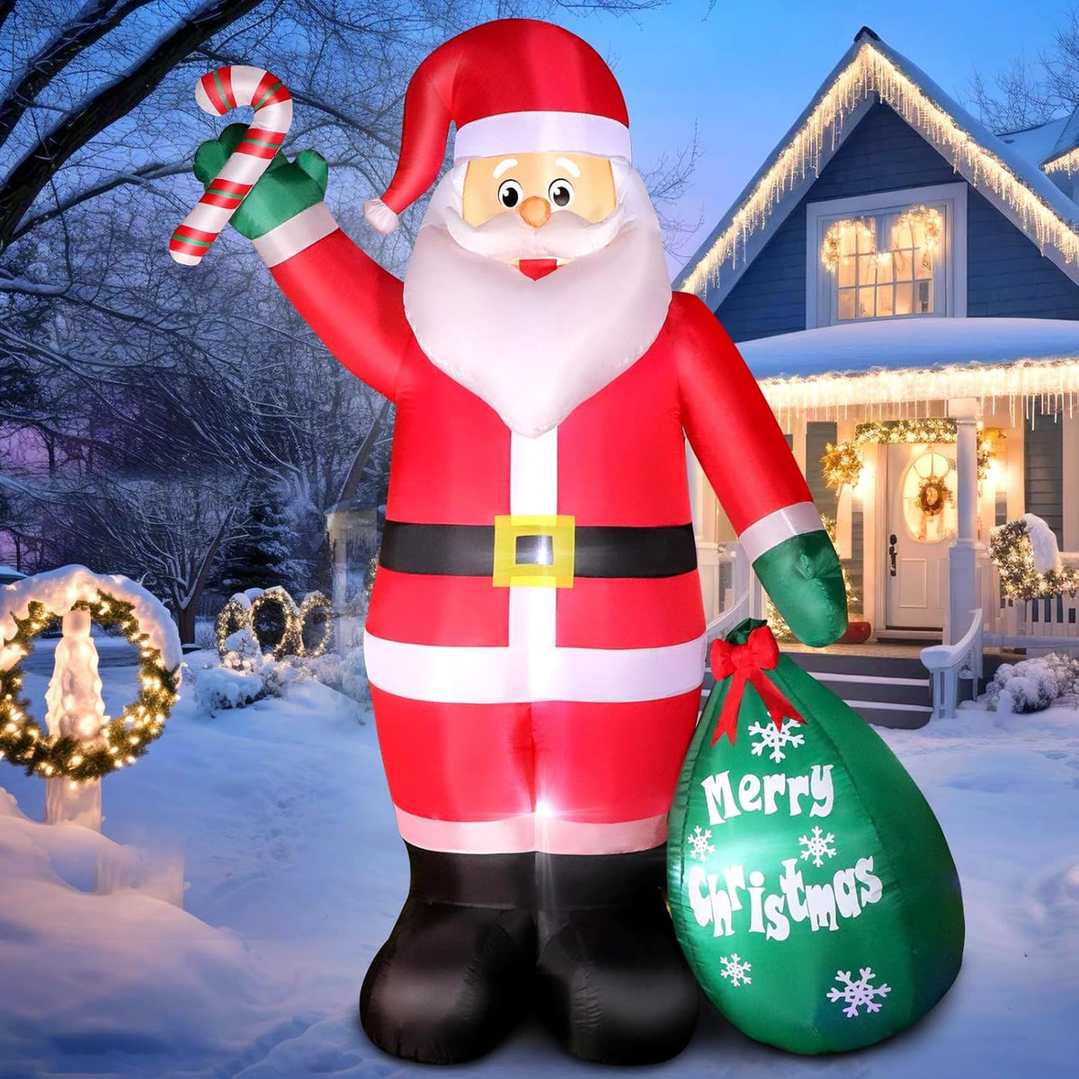 8FT Inflatable Santa with Candy and Gift Bag