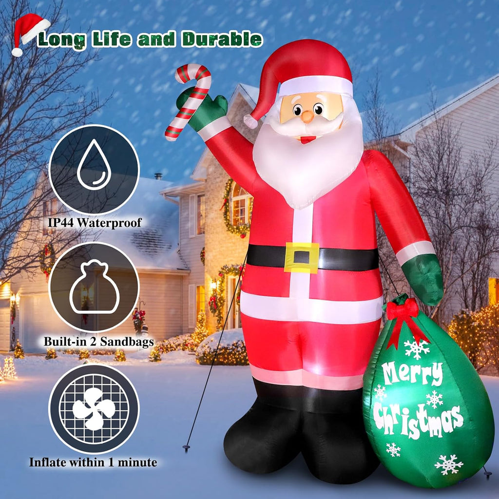 8FT Inflatable Santa with Candy and Gift Bag