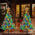 Set of 2 Solar Lighted Outdoor Christmas Trees