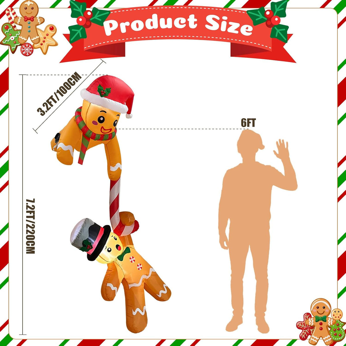 7FT Inflatable Climbing Gingerbread Christmas Display