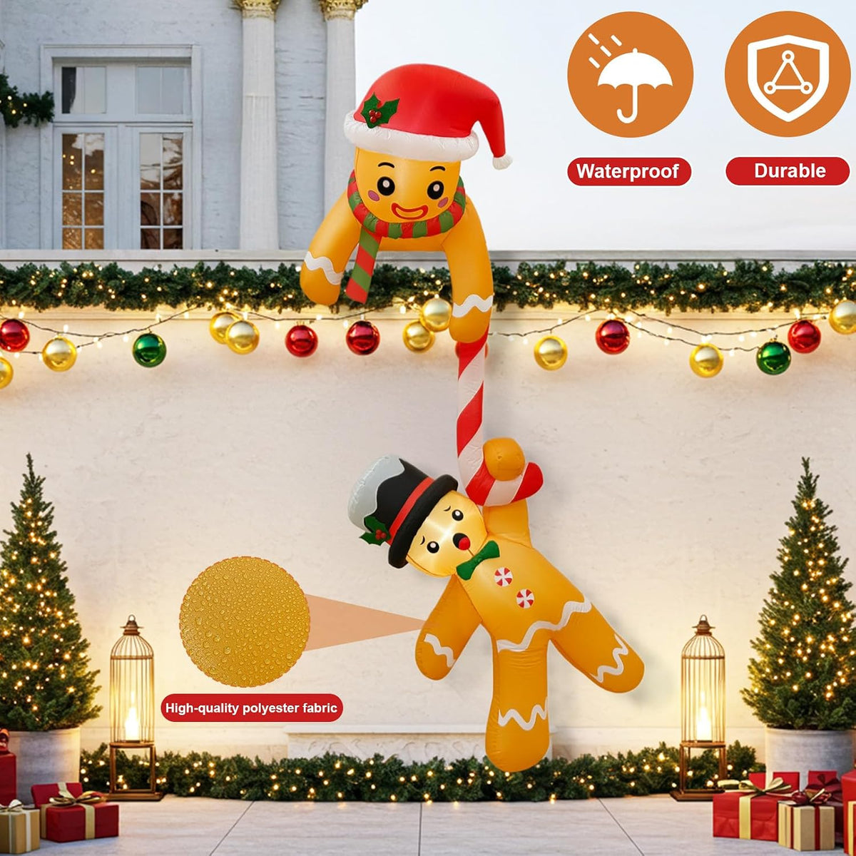 7FT Inflatable Climbing Gingerbread Christmas Display